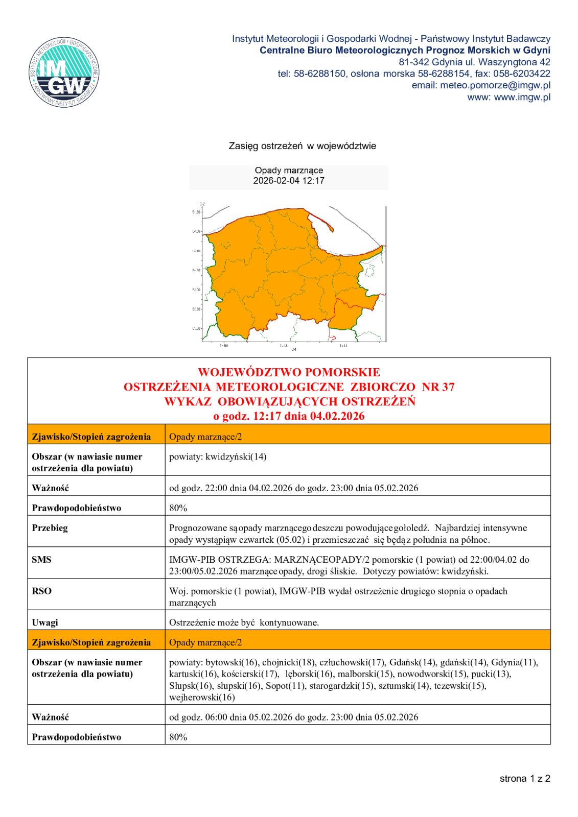 ostrzeżenie meteorologiczne