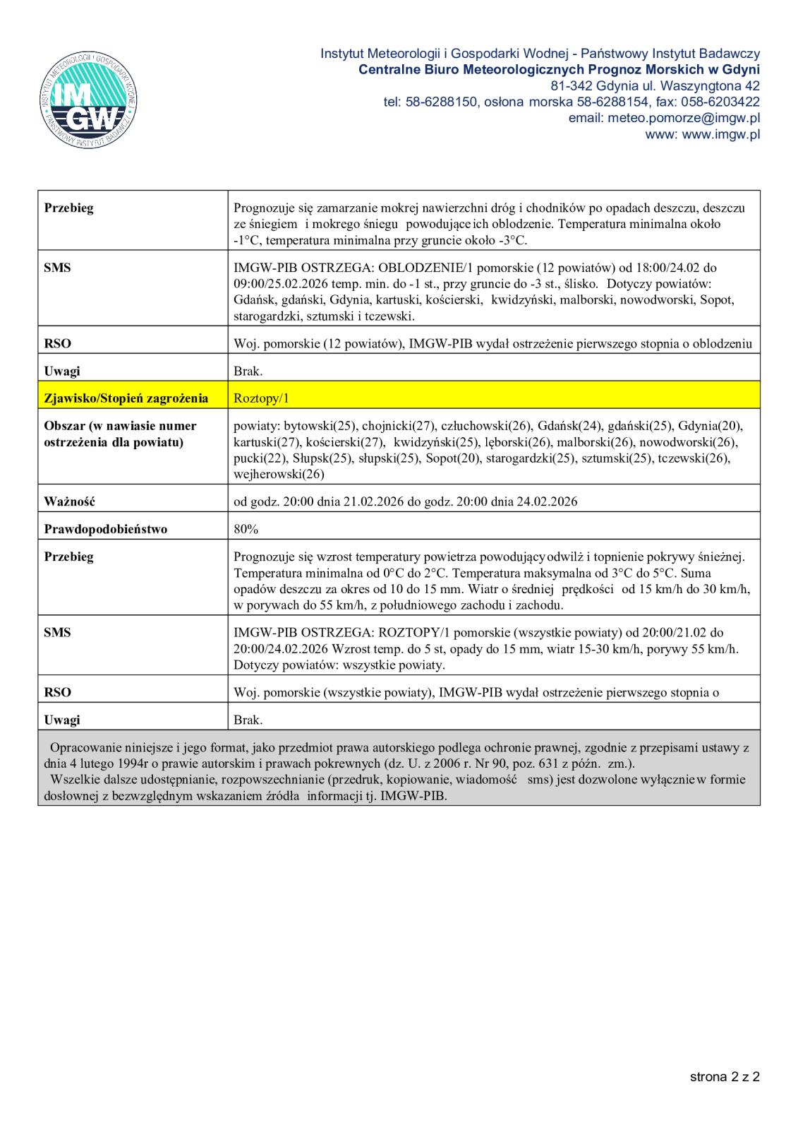 ostrzeżenie meteorologiczne