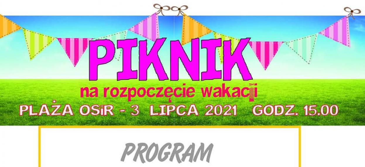 Plakat piknik rozpoczęcie wakacji 2021
