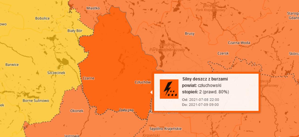 ostrzeżenie mapa