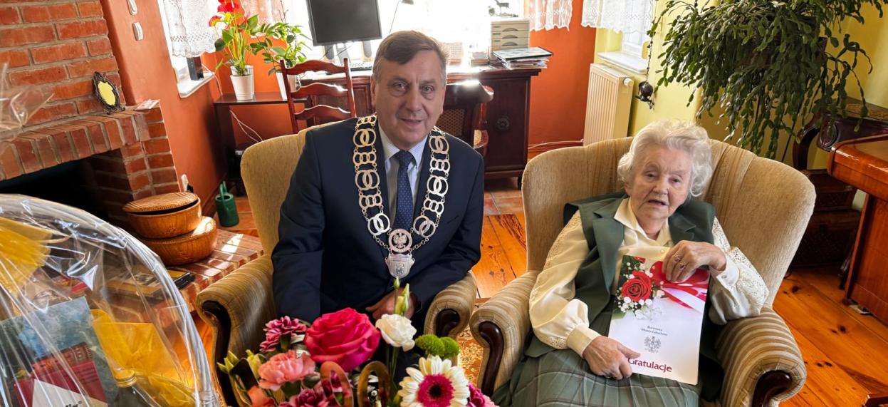Olga Popko z burmistrzem
