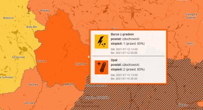 Ostrzeżenia mapa